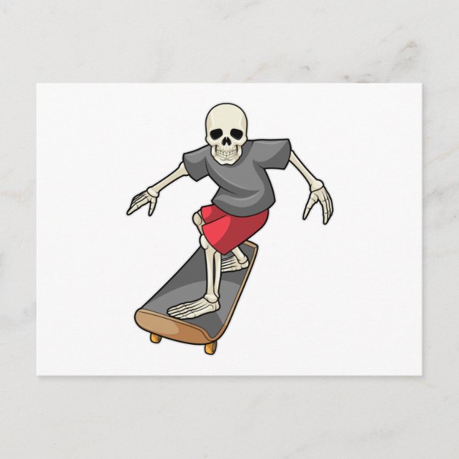 Skeleton as Skater with Skateboard Postcard (Front)