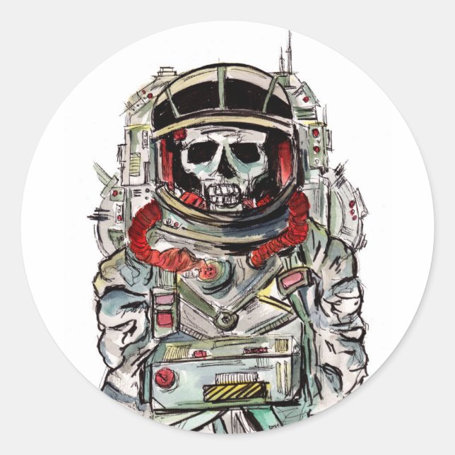 Skeleton Astronaut Classic Round Sticker (Front)