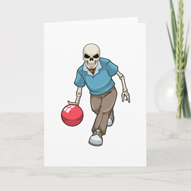 Skeleton at Bowling with Bowling ball Card (Front)