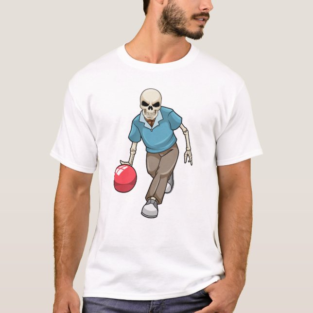 Skeleton at Bowling with Bowling ball T-Shirt (Front)