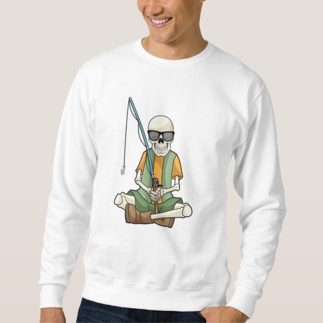Skeleton at Fishing with Fishing rod Sweatshirt (Front)