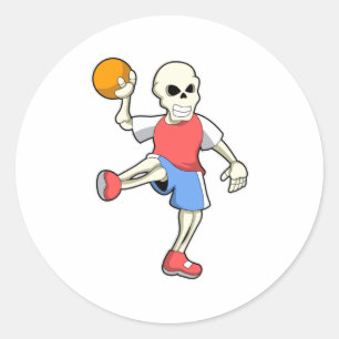 Skeleton at Handball player with Handball Classic Round Sticker