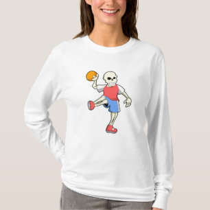 Skeleton at Handball player with Handball T-Shirt