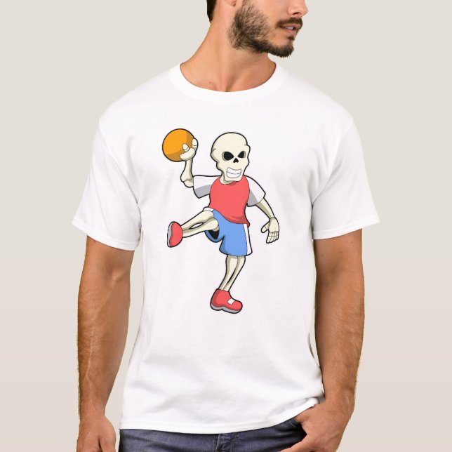 Skeleton at Handball player with Handball T-Shirt (Front)