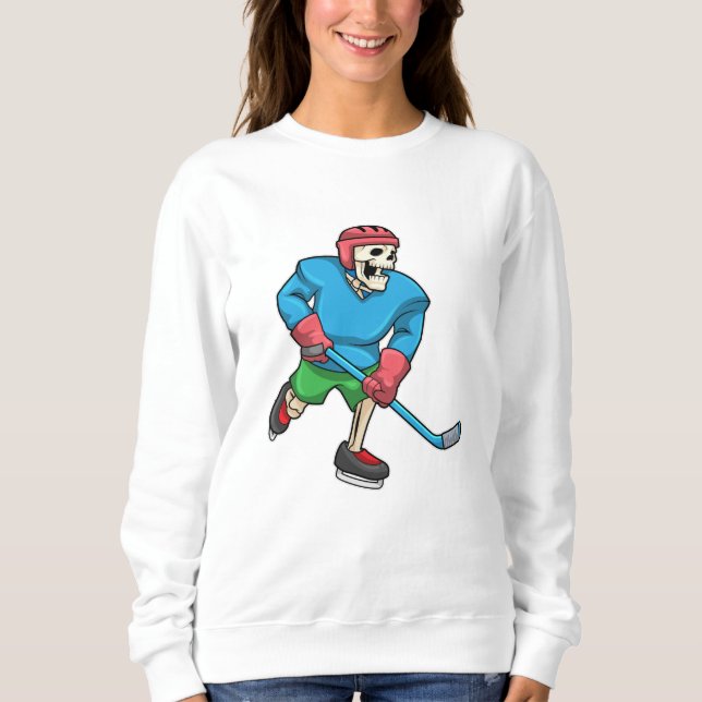 Skeleton at Ice hockey with Ice hockey stick Sweatshirt (Front)
