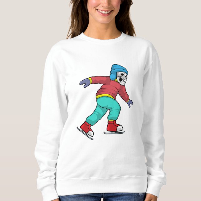 Skeleton at Ice skating with Ice skates Sweatshirt (Front)