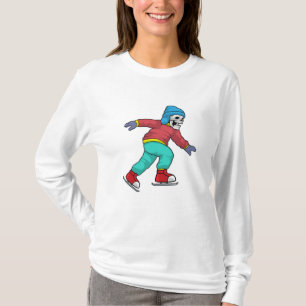 Skeleton at Ice skating with Ice skates T-Shirt