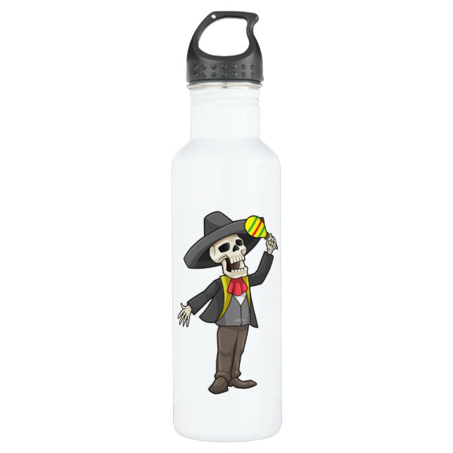 Skeleton at Music with Maracas 710 Ml Water Bottle (Front)