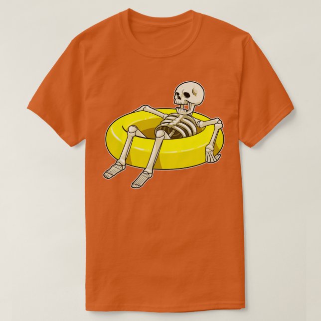Skeleton at Swimming with Swim ring T-Shirt (Design Front)