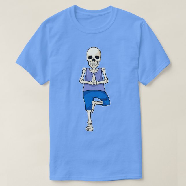 Skeleton at Yoga Stretching T-Shirt (Design Front)