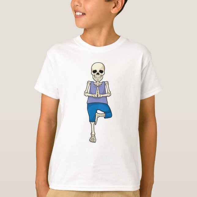 Skeleton at Yoga Stretching T-Shirt (Front)