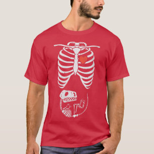 Skeleton Baby Dino T-Rex Halloween Pregnancy Annou T-Shirt