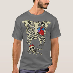 Skeleton Baby Lazy Halloween Costume Funny Rib Cag T-Shirt