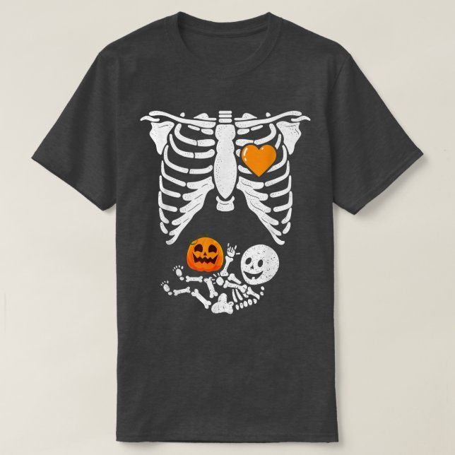 Skeleton Baby Pregnant Xray Rib Cage for Fall Hall T-Shirt (Design Front)