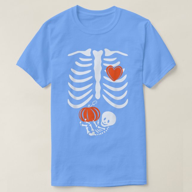 Skeleton Baby Pregnant Xray Rib Cage Halloween Cos T-Shirt (Design Front)