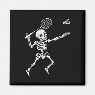 Skeleton Badminton Shirt Halloween Smash Shuttle Magnet