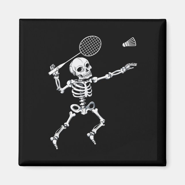 Skeleton Badminton Shirt Halloween Smash Shuttle  Magnet (Front)
