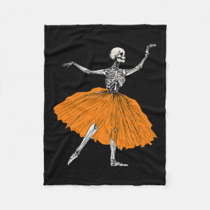 Skeleton Ballerina Dance Tutu Spooky Ballet Dancer Fleece Blanket