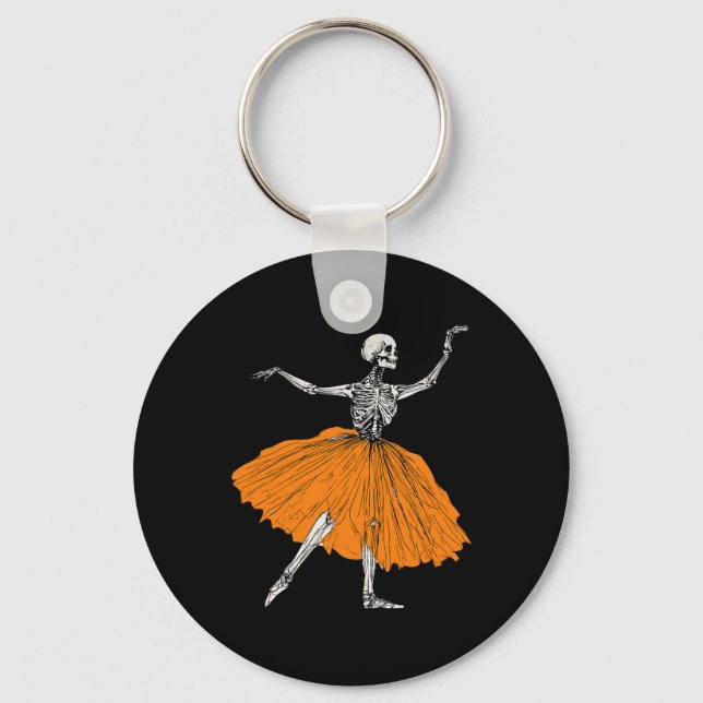 Skeleton Ballerina Dance Tutu Spooky Ballet Dancer Key Ring (Front)