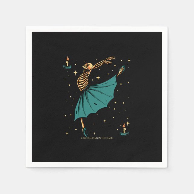 skeleton ballerina dancing with candle light napkin (Front)