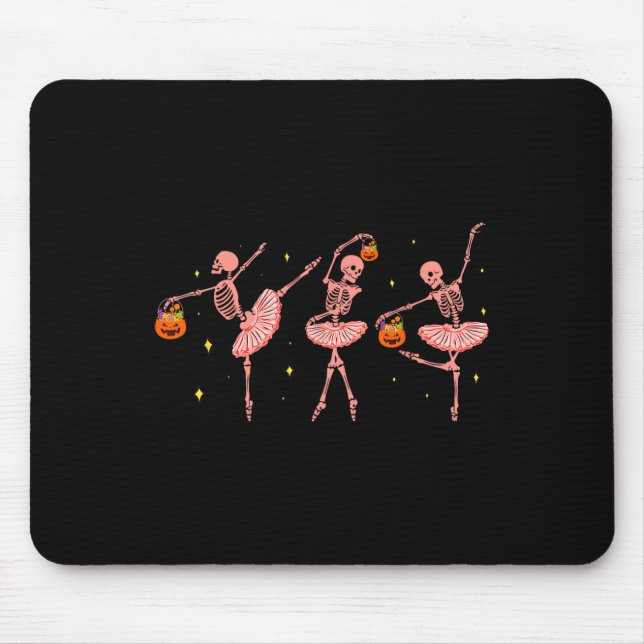 Skeleton Ballerina Halloween Jack O Lantern Dancer Mouse Pad (Front)