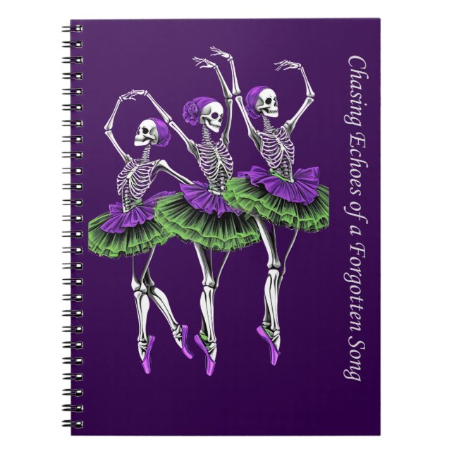 Skeleton Ballerina Journal Purple Green Chasing (Front)