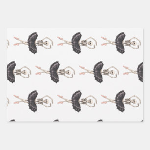 Skeleton Ballerina – Spooky Grace Meets Gothic Wrapping Paper Sheet