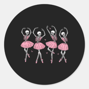 Skeleton Ballerinas Ballet Dance Cute Girl Hallowe Classic Round Sticker