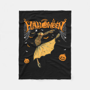 Skeleton Ballerinas Ballet Dance Cute Halloween Co Fleece Blanket