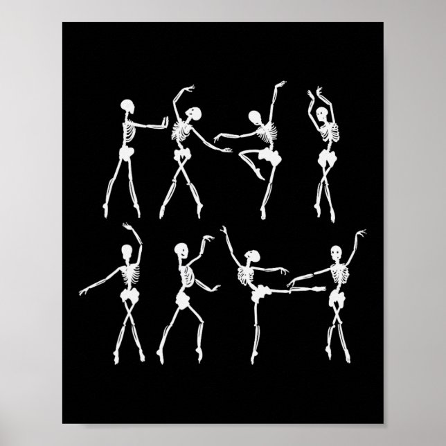 Skeleton Ballerinas Ballet Dance Cute Halloween Co Poster (Front)