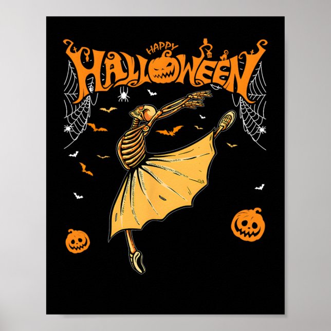 Skeleton Ballerinas Ballet Dance Cute Halloween Co Poster (Front)