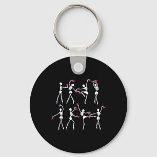 Skeleton Ballet Dance Pink Ribbon Breast Cancer Aw Key Ring