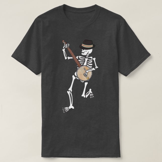 Skeleton Banjo Bluegrass Halloween Folk Music Love T-Shirt (Design Front)