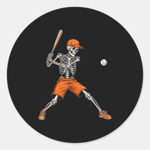 Skeleton Baseball Halloween Costume Funny Men Boys Classic Round Sticker