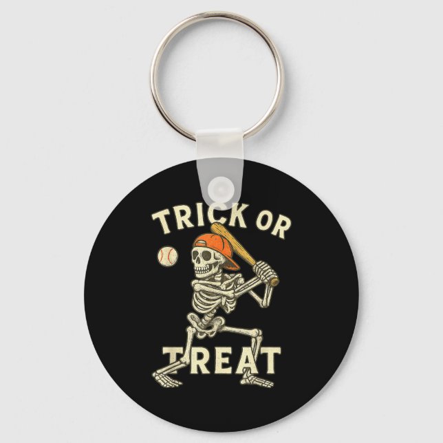 Skeleton Baseball Halloween Costume Funny Men Boys Key Ring (Front)