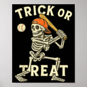Skeleton Baseball Halloween Costume Funny Men Boys Poster