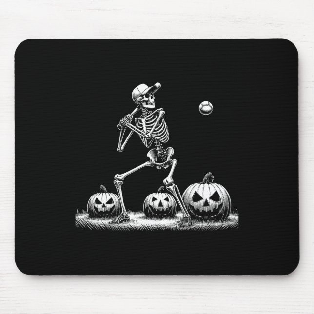 Skeleton Baseball Player Halloween Mens Womens Kid Mouse Pad (Front)