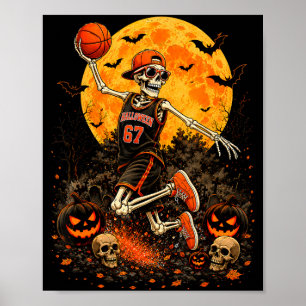 Skeleton basketball halloween costume funny men poster