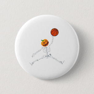 Skeleton Basketball Halloween Pumpkin Slam Dunk  6 Cm Round Badge