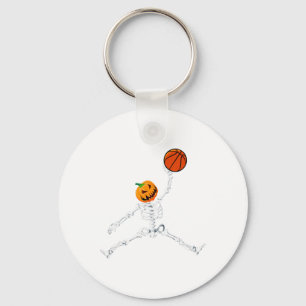 Skeleton Basketball Halloween Pumpkin Slam Dunk Key Ring