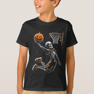 Skeleton basketball player men boys scary for hall T-Shirt