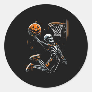Skeleton Basketball Player Men Boys Y For Hallowee Classic Round Sticker