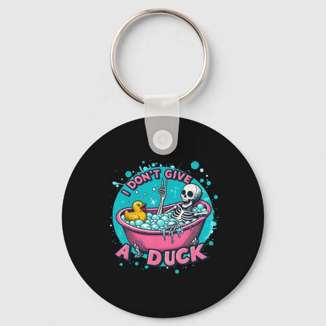Skeleton Bath Humour Rubber Duck Funny Halloween  Key Ring (Front)