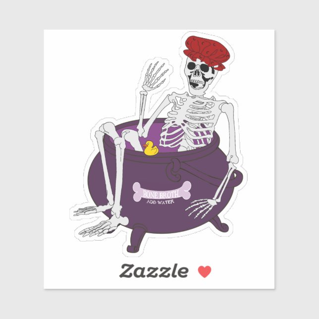 Skeleton Bathing in Cauldron Sticker (Sheet)