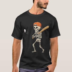 Skeleton Batting Baseball Funny Halloween Costume T-Shirt