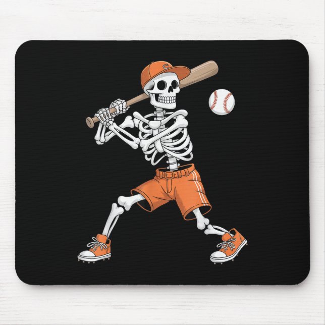 Skeleton Batting Baseball Halloween  Mouse Pad (Front)