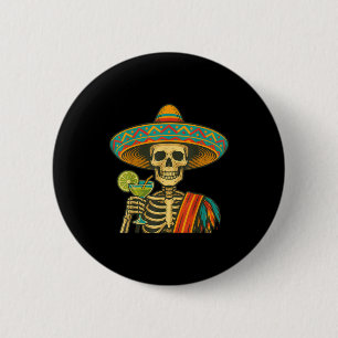 Skeleton beer cinco de mayo fiesta  6 cm round badge