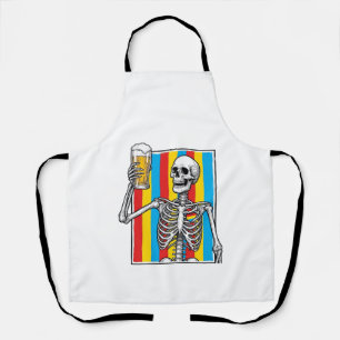 Skeleton Beer Rainbow Vintage Engraving Shirt_1 Apron