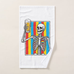 Skeleton Beer Rainbow Vintage Engraving Shirt_1 Hand Towel