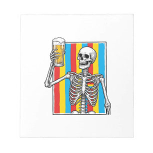 Skeleton Beer Rainbow Vintage Engraving Shirt_1 Notepad